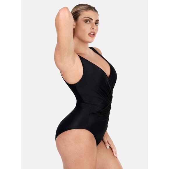 Popilush The Shapewear Swimsuit Deep-V Neck One-Piece Black 3XL NWT - Picture 4 of 5